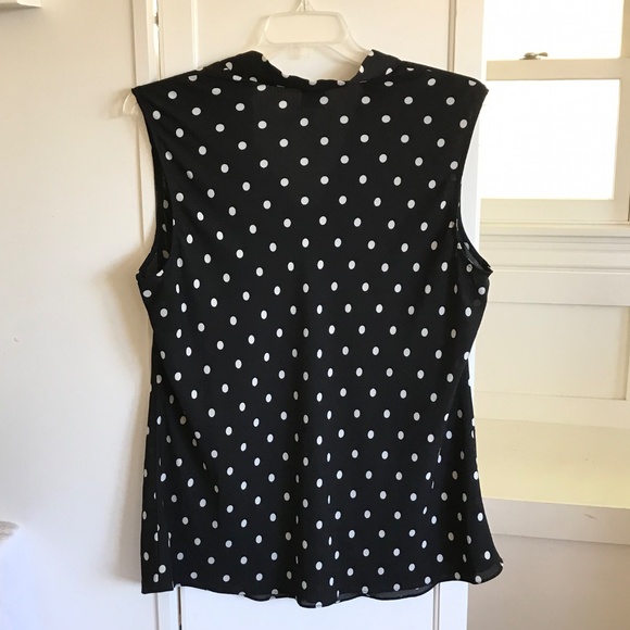 ANNE KLEIN Sleeveless Ploka Dot Blouse Black White Tie Front Womens Plus Size 2X - Picture 4 of 16